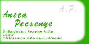 anita pecsenye business card